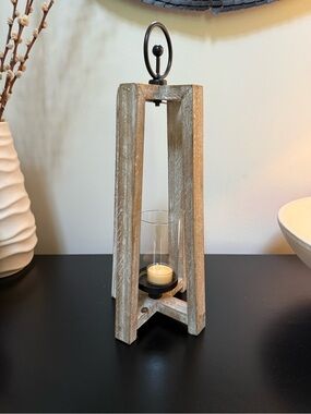 Rustic Wood Lantern Candle Holder